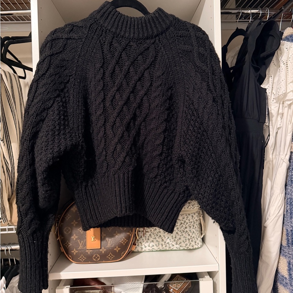 H&M Black Cable Knit Turtleneck Sweater